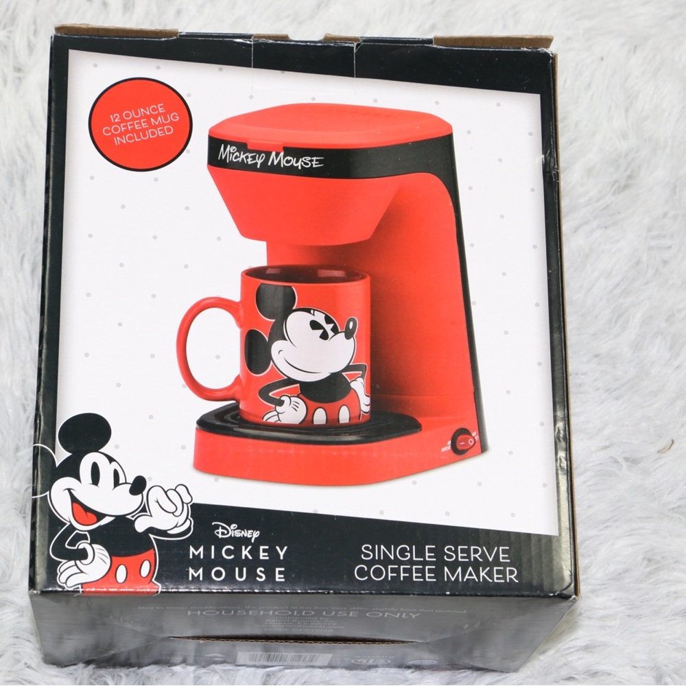 Disney Mickey Mouse Single Serve Coffee Maker 12oz Mug Included Red New in Box